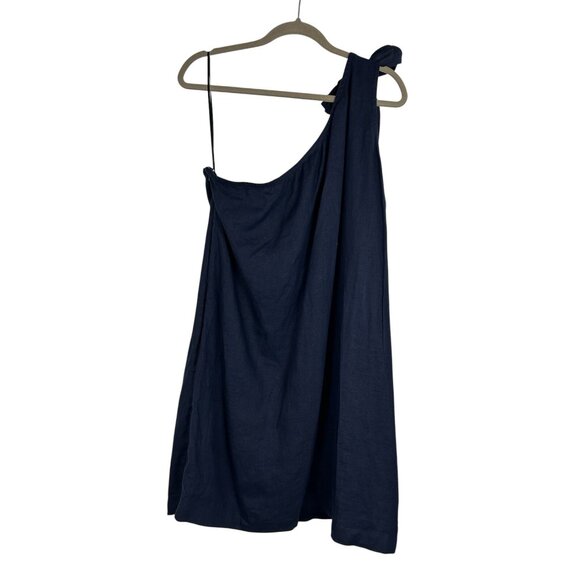 J. CREW Women’s Size XXL One-Shoulder Linen Shift Dress Navy Blue NWT - Picture 7 of 14